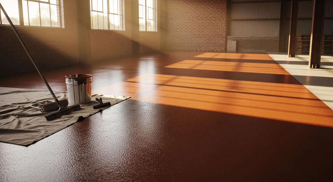 Industrial floor coating application in commercial warehouse