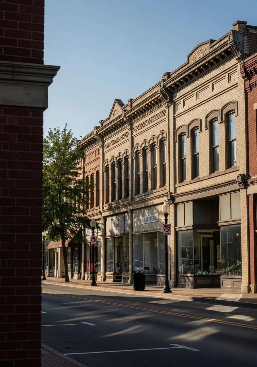 Jackson downtown area with historic buildings and community spaces on a clear day.