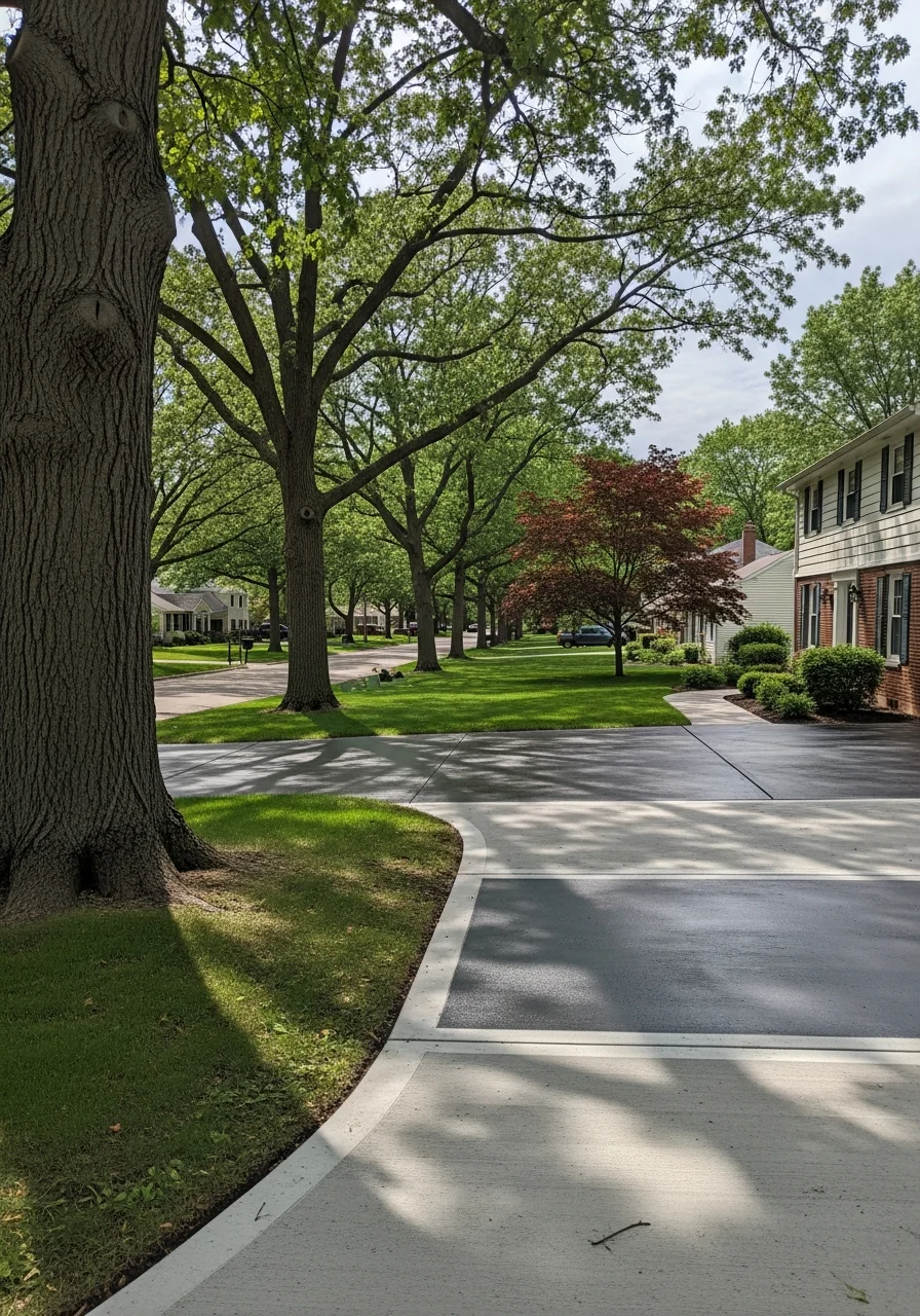 Lansing residential neighborhood with homes, mature trees, and tree-lined streets.