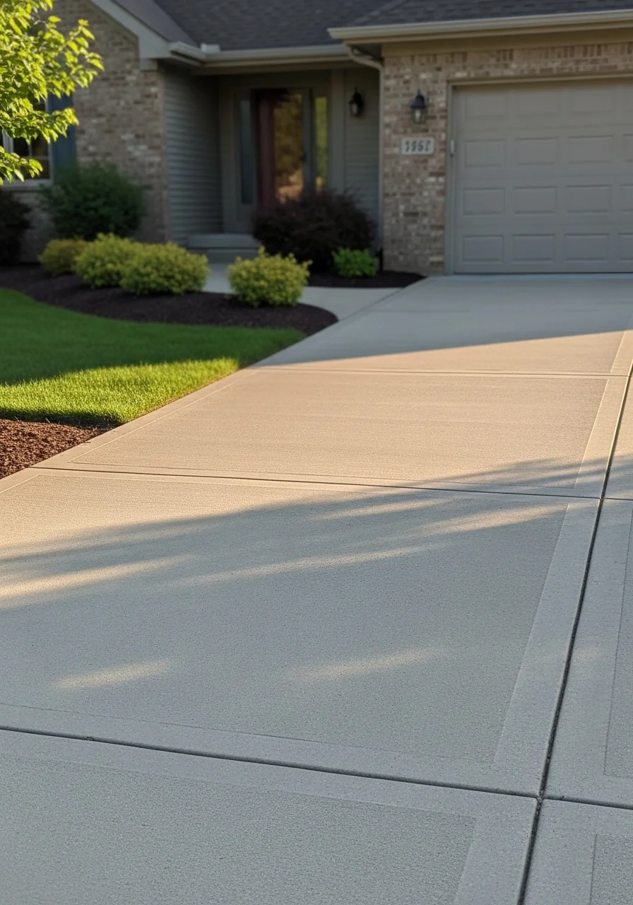 Close-up of a Portage home's exterior with landscaping and entry area in afternoon light.