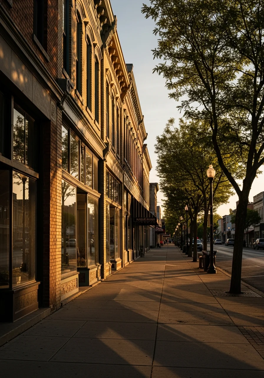 Three Rivers downtown area with local buildings and community spaces.